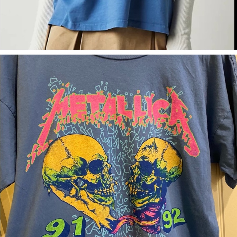 DAYDREAMER Metallica Wherever I May Roam Graphic Band Merch Tee Blue Size S